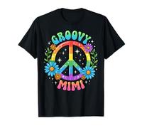 Funny Groovy Mimi Floral Hippie Grandmother Mom Mother Retro Camiseta