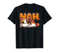 Funny Grouchy Cat Saying Nah Camiseta gráfica económica