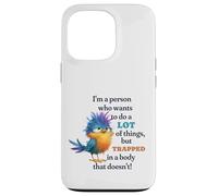 Funny Grumpy Bird Graphic Lazy Quote Procrastinator Carcasa para iPhone 13 Pro