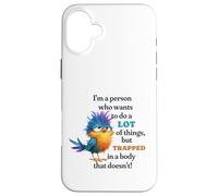 Funny Grumpy Bird Graphic Lazy Quote Procrastinator Carcasa para iPhone 16 Plus