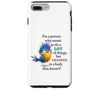 Funny Grumpy Bird Graphic Lazy Quote Procrastinator Carcasa para iPhone 7 Plus/8 Plus
