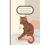 Funny Grumpy Brown Cat Sitting On The Bed: Lined Notebook / Journal With 120 Pages