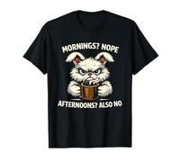 Funny Grumpy Bunny Coffee Lover Mañanas Nope Camiseta