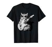 Funny Guitar Puffy Cat, Rock Fat Cat Playing Guitar Camiseta