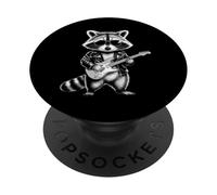 Funny Guitarist Raccoon with Guitar PopSockets PopGrip Adhesivo