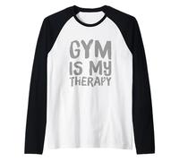 Funny Gym Meme Love Lifting Gym Es Mi Terapia Motivacional Camiseta Manga Raglan