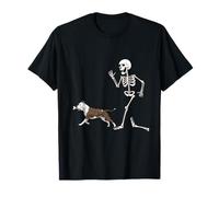Funny Halloween American Staffordshire Terrier and Skeleton Camiseta