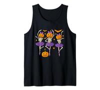 Funny Halloween Ballet Dance Girls Skeleton Pumpkins Head Camiseta sin Mangas