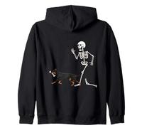 Funny Halloween Beauceron and Skeleton Sudadera con Capucha