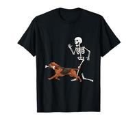 Funny Halloween Bloodhound and Skeleton Camiseta