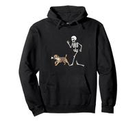 Funny Halloween Border Terrier and Skeleton Sudadera con Capucha