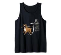 Funny Halloween Boxer Dog and The Reaper Camiseta sin Mangas