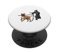 Funny Halloween Boxer Dog and The Reaper PopSockets PopGrip Adhesivo