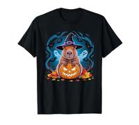 Funny Halloween Capybara Witch Hat Pumpkin Camiseta