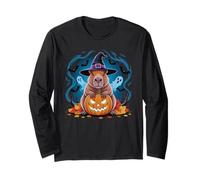 Funny Halloween Capybara Witch Hat Pumpkin Manga Larga