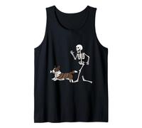 Funny Halloween Cardigan Welsh Corgi and Skeleton Camiseta sin Mangas