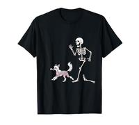 Funny Halloween Chinese Crested and Skeleton Camiseta