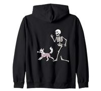 Funny Halloween Chinese Crested and Skeleton Sudadera con Capucha