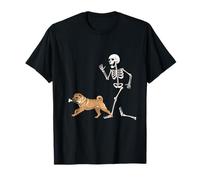 Funny Halloween Chinese Shar-Pei and Skeleton Camiseta