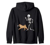 Funny Halloween Chinese Shar-Pei and Skeleton Sudadera con Capucha