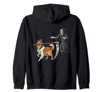 Funny Halloween Collie Dog and The Reaper Sudadera con Capucha