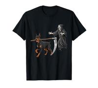 Funny Halloween Doberman Dog and The Reaper Camiseta