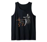 Funny Halloween Doberman Dog and The Reaper Camiseta sin Mangas