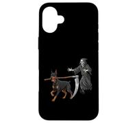 Funny Halloween Doberman Dog and The Reaper Carcasa para iPhone 16 Plus