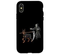 Funny Halloween Doberman Dog and The Reaper Carcasa para iPhone X/XS