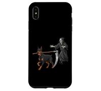 Funny Halloween Doberman Dog and The Reaper Carcasa para iPhone XS MAX