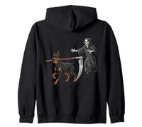 Funny Halloween Doberman Dog and The Reaper Sudadera con Capucha