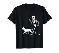 Funny Halloween Dogo Argentino and Skeleton Camiseta