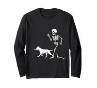 Funny Halloween Dogo Argentino and Skeleton Manga Larga