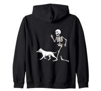 Funny Halloween Dogo Argentino and Skeleton Sudadera con Capucha