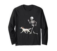 Funny Halloween English Setter and Skeleton Manga Larga