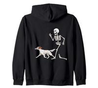 Funny Halloween English Setter and Skeleton Sudadera con Capucha