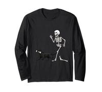 Funny Halloween Flat-Coated Retriever and Skeleton Manga Larga