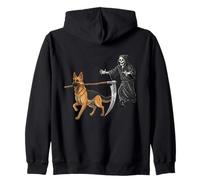 Funny Halloween German Shepherd Dog and The Reaper Sudadera con Capucha