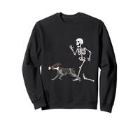 Funny Halloween German Wirehaired Pointer and Skeleton Sudadera