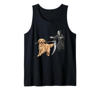 Funny Halloween Golden Retriever Dog and The Reaper Camiseta sin Mangas