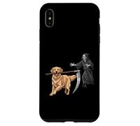 Funny Halloween Golden Retriever Dog and The Reaper Carcasa para iPhone XS MAX
