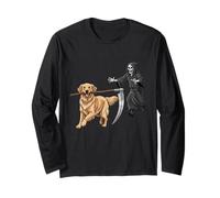 Funny Halloween Golden Retriever Dog and The Reaper Manga Larga