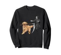 Funny Halloween Golden Retriever Dog and The Reaper Sudadera