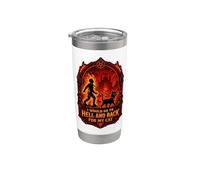 Funny Halloween I'D IR AL INFIERNO Y VOLVER PARA MI GATO Vaso térmico de acero inoxidable de doble pared