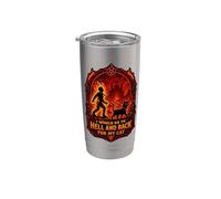 Funny Halloween I'D IR AL INFIERNO Y VOLVER PARA MI GATO Vaso térmico de acero inoxidable de doble pared