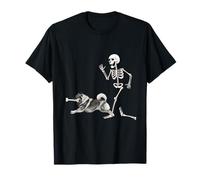 Funny Halloween Keeshond and Skeleton Camiseta