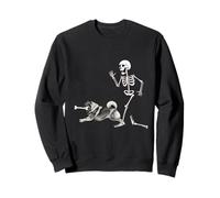 Funny Halloween Keeshond and Skeleton Sudadera