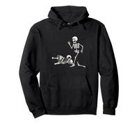 Funny Halloween Keeshond and Skeleton Sudadera con Capucha
