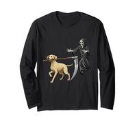 Funny Halloween Labrador Dog and The Reaper Manga Larga