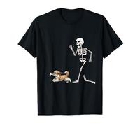 Funny Halloween Lhasa Apso and Skeleton Camiseta